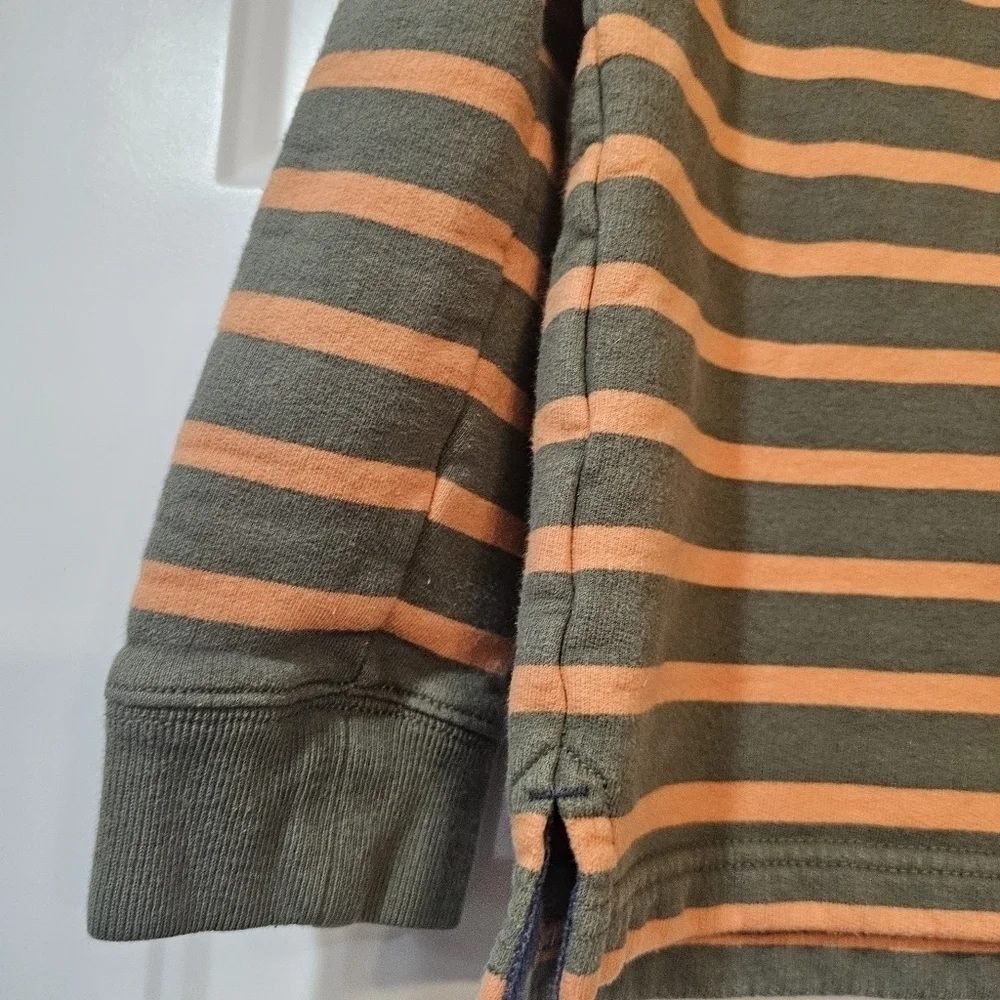 Boden youth boys brown and orange stripped pullover